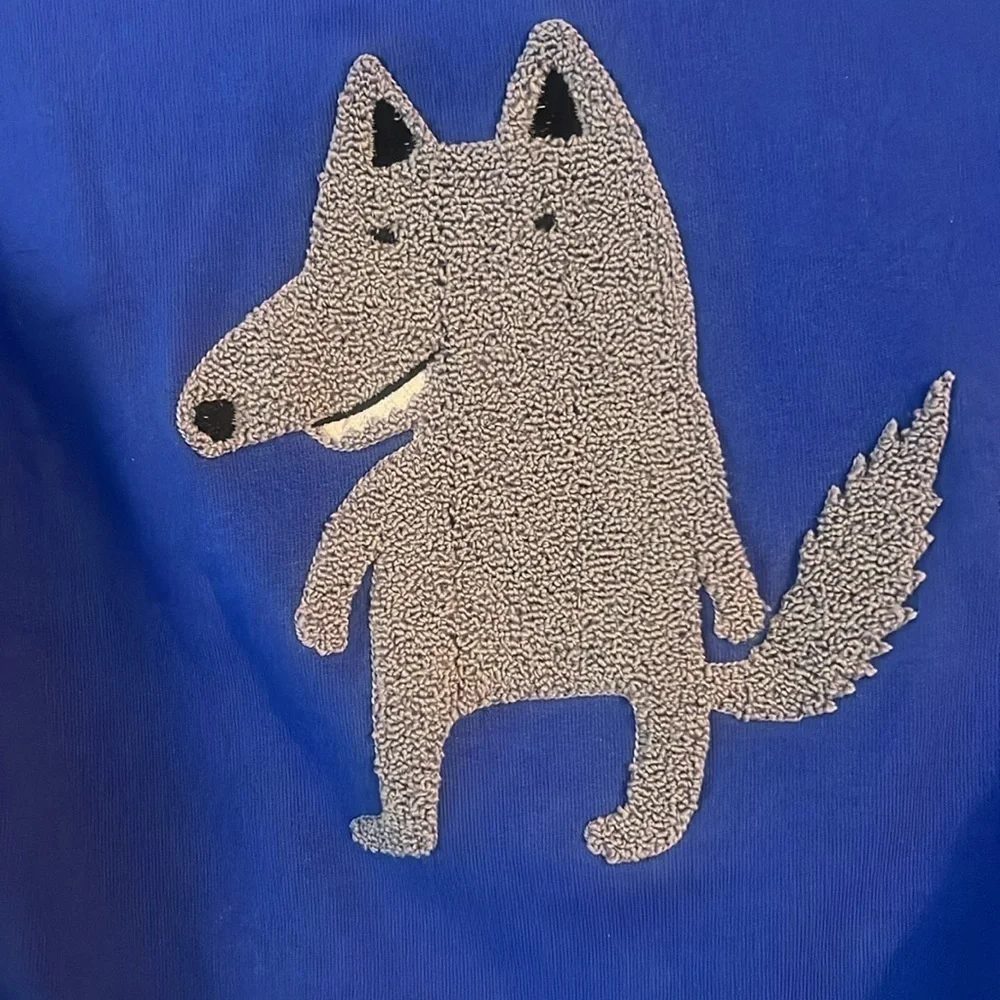 Hanna Andersson blue wolf sweatshirt top 120 6-7